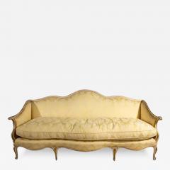 Vintage Louis Xv Style Yellow Damask Sofa Settee - 3383928