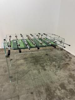 Vintage Lucite Crystal Glass Foosball Table Italy 1970s - 4479910