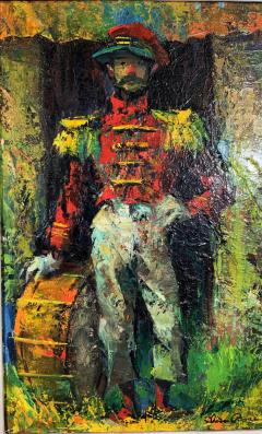 Vintage MCM Iver Rose Oil Painting of a Clown Soldier - 2164023