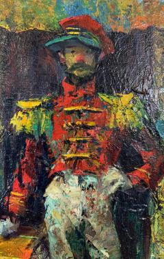 Vintage MCM Iver Rose Oil Painting of a Clown Soldier - 2164026