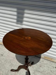 Vintage Mahogany Tilt Top Queen Anne Style Table with Inlay - 4365210