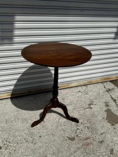 Vintage Mahogany Tilt Top Queen Anne Style Table with Inlay - 4365213