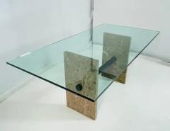 Vintage Marble Glass Dining Table Italy 1980s  - 3948773