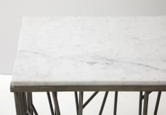 Vintage Marble Top Steel Console Table - 3563452