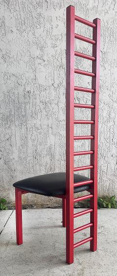 Vintage Memphis Milano Cassini Style Tall Ladder Back Chairs Pair - 4174641