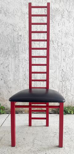 Vintage Memphis Milano Cassini Style Tall Ladder Back Chairs Pair - 4174643
