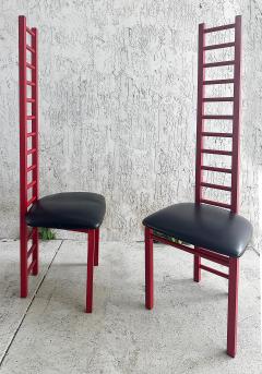 Vintage Memphis Milano Cassini Style Tall Ladder Back Chairs Pair - 4174666