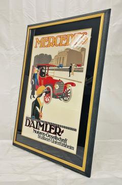 Vintage Mercedes Benz Stuttgart Lithograph Poster Framed Art Deco - 4727268