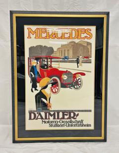Vintage Mercedes Benz Stuttgart Lithograph Poster Framed Art Deco - 4727269