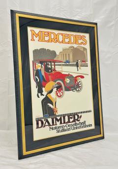 Vintage Mercedes Benz Stuttgart Lithograph Poster Framed Art Deco - 4727270