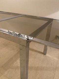 Vintage Metal Dining Table with Smoked Glass Top - 1941887