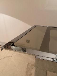 Vintage Metal Dining Table with Smoked Glass Top - 1941889