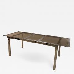Vintage Metal Dining Table with Smoked Glass Top - 1942381