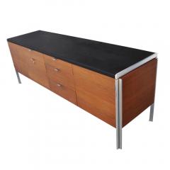 Vintage Mid Century 72 wide Stow Davis Leather Chrome Desk - 4564277