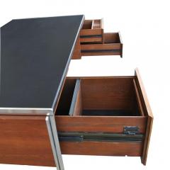 Vintage Mid Century 72 wide Stow Davis Leather Chrome Desk - 4564279