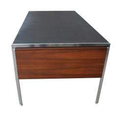 Vintage Mid Century 72 wide Stow Davis Leather Chrome Desk - 4564280