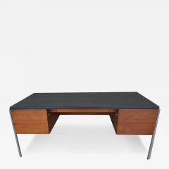 Vintage Mid Century 72 wide Stow Davis Leather Chrome Desk - 4568733