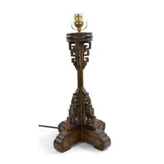 Vintage Mid Century Chinese Wooden Lamp - 4735426
