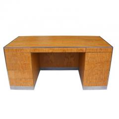 Vintage Mid Century GF Davis Allen Oak Desk with Stainless Legs and Trim - 2620395