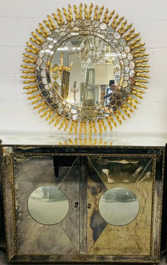 Vintage Mid Century Italian Gilt Gold Sunburst Wall Mirror Over the Mantle - 2489225