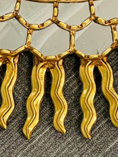 Vintage Mid Century Italian Gilt Gold Sunburst Wall Mirror Over the Mantle - 2489249