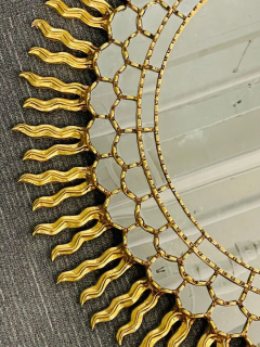Vintage Mid Century Italian Gilt Gold Sunburst Wall Mirror Over the Mantle - 2489257