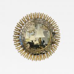 Vintage Mid Century Italian Gilt Gold Sunburst Wall Mirror Over the Mantle - 2490516