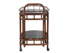Vintage Mid Century Modern Bamboo and Rattan Bar Cart Circa 1970 s - 4472369