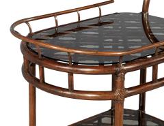 Vintage Mid Century Modern Bamboo and Rattan Bar Cart Circa 1970 s - 4472374