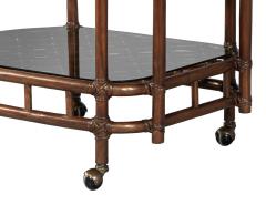 Vintage Mid Century Modern Bamboo and Rattan Bar Cart Circa 1970 s - 4472377