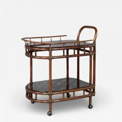 Vintage Mid Century Modern Bamboo and Rattan Bar Cart Circa 1970 s - 4475299