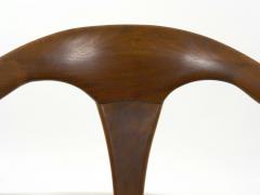 Vintage Mid Century Modern Sculpted Walnut Leather Lounge Arm Chair - 993036