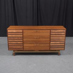 Vintage Mid Century Modern Walnut Dresser with Brass Accents Restored Elegance - 3485849