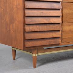 Vintage Mid Century Modern Walnut Dresser with Brass Accents Restored Elegance - 3485855