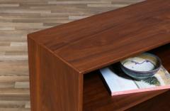 Vintage Mid Century Walnut Glass Bookcase - 4368172