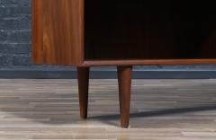 Vintage Mid Century Walnut Glass Bookcase - 4368176