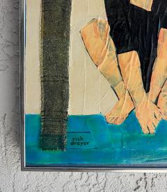 Vintage Mixed Media Painting of Beach Bathers Palm Trees by Rick Dreyer - 4432499