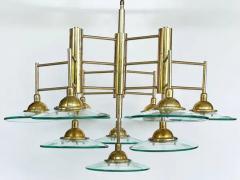 Vintage Modern Brass and Glass 10 Light Chandelier with Multiple Tiers - 3516486