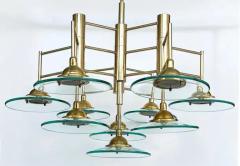 Vintage Modern Brass and Glass 10 Light Chandelier with Multiple Tiers - 3516487