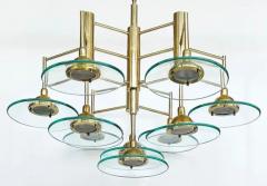 Vintage Modern Brass and Glass 10 Light Chandelier with Multiple Tiers - 3516493