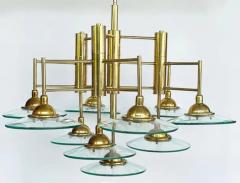 Vintage Modern Brass and Glass 10 Light Chandelier with Multiple Tiers - 3516495
