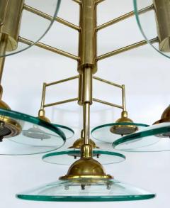 Vintage Modern Brass and Glass 10 Light Chandelier with Multiple Tiers - 3516586