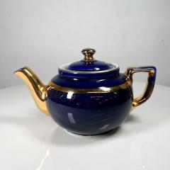 Vintage Modern Decorative Cobalt Blue and Gold HALL China Tea Pot USA - 3025408
