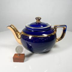 Vintage Modern Decorative Cobalt Blue and Gold HALL China Tea Pot USA - 3025409
