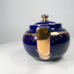 Vintage Modern Decorative Cobalt Blue and Gold HALL China Tea Pot USA - 3025411