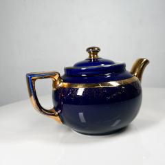 Vintage Modern Decorative Cobalt Blue and Gold HALL China Tea Pot USA - 3025413