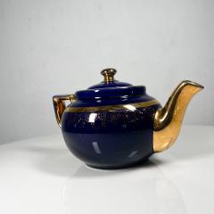 Vintage Modern Decorative Cobalt Blue and Gold HALL China Tea Pot USA - 3025414