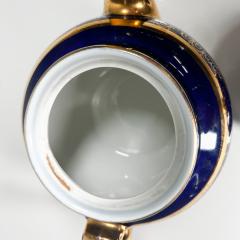 Vintage Modern Decorative Cobalt Blue and Gold HALL China Tea Pot USA - 3025416