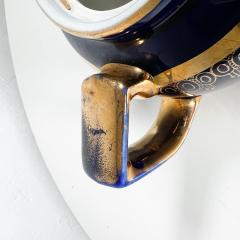 Vintage Modern Decorative Cobalt Blue and Gold HALL China Tea Pot USA - 3025418