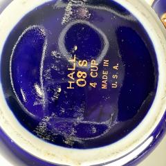 Vintage Modern Decorative Cobalt Blue and Gold HALL China Tea Pot USA - 3025419